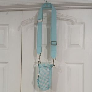 Light Blue Checkered Crossbody Bag